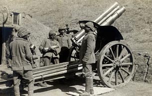Ottoman troops firing gun battery